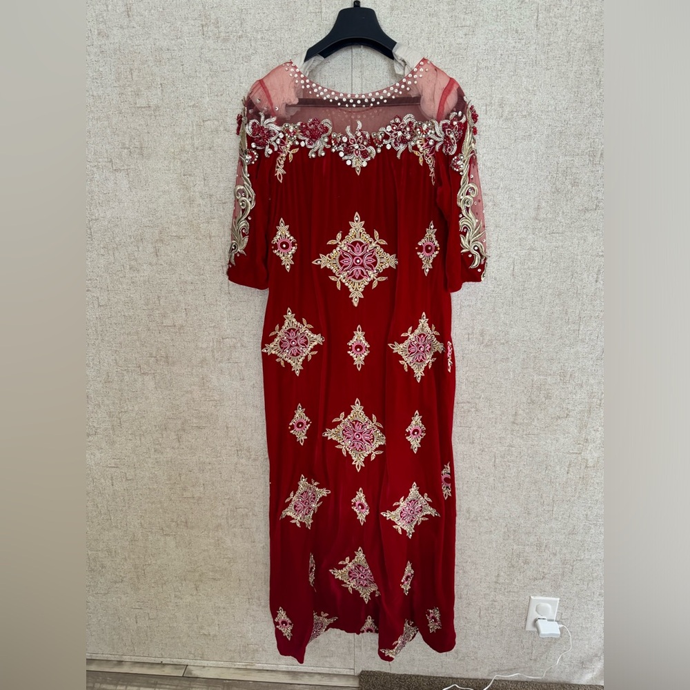 Very cute long red stylish dress